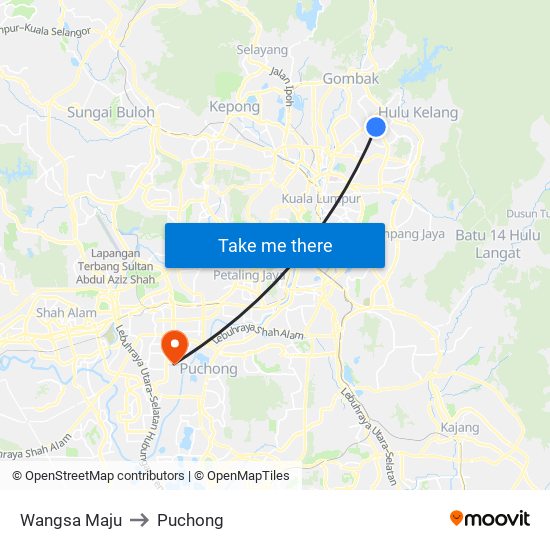 Wangsa Maju to Puchong map