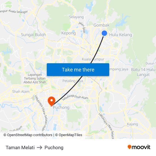 Taman Melati to Puchong map