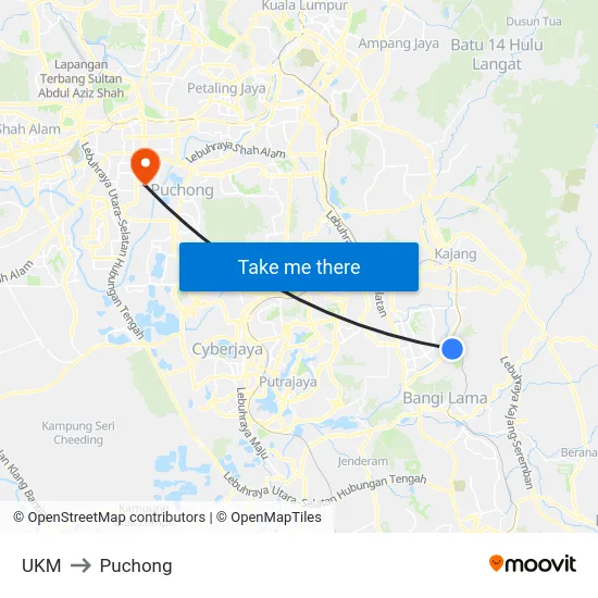 UKM to Puchong map