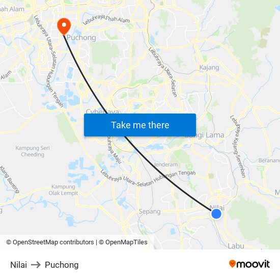 Nilai to Puchong map