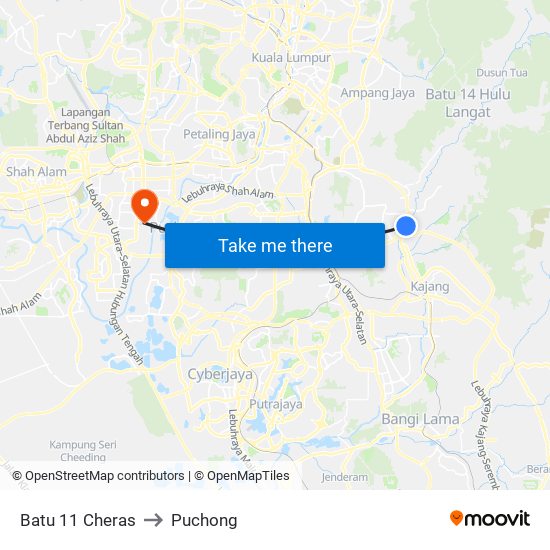 Batu 11 Cheras to Puchong map