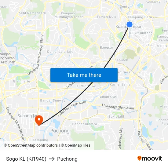 Sogo KL (Kl1940) to Puchong map