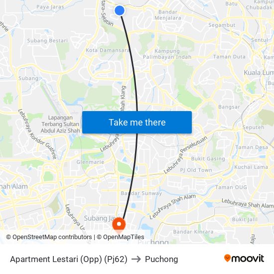 Apartment Lestari (Opp) (Pj62) to Puchong map