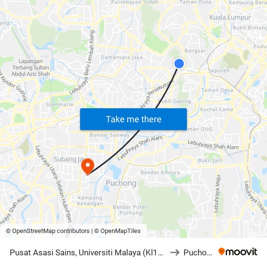 Pusat Asasi Sains, Universiti Malaya (Kl1108) to Puchong map