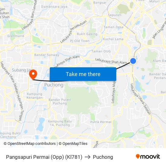 Pangsapuri Permai (Opp) (Kl781) to Puchong map
