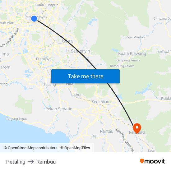 Petaling to Rembau map