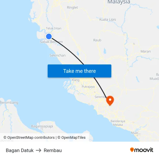 Bagan Datuk to Rembau map