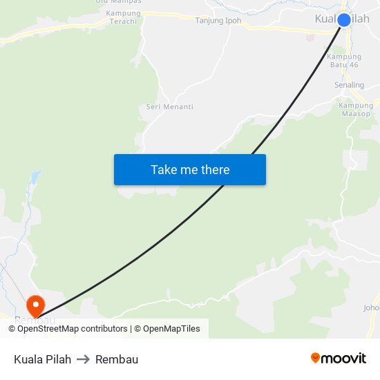 Kuala Pilah to Rembau map