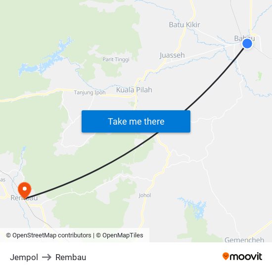 Jempol to Rembau map