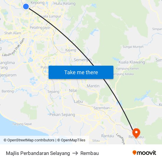 Majlis Perbandaran Selayang to Rembau map