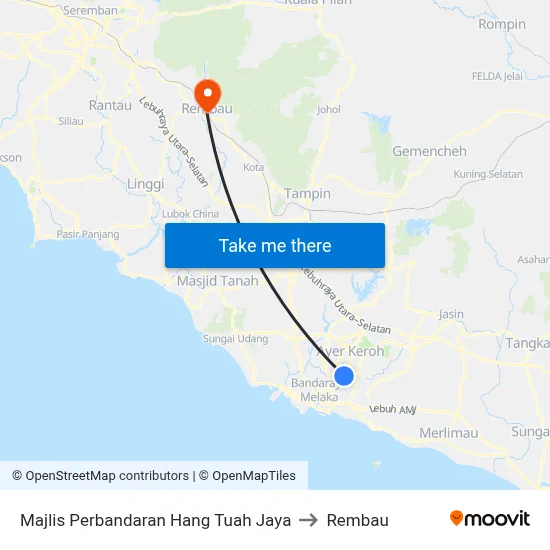 Majlis Perbandaran Hang Tuah Jaya to Rembau map