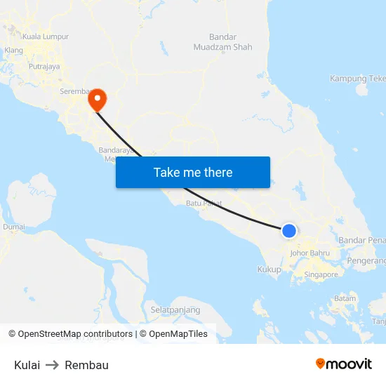 Kulai to Rembau map