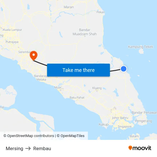 Mersing to Rembau map