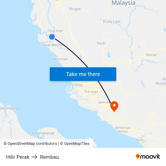 Hilir Perak to Rembau map