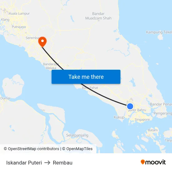 Iskandar Puteri to Rembau map