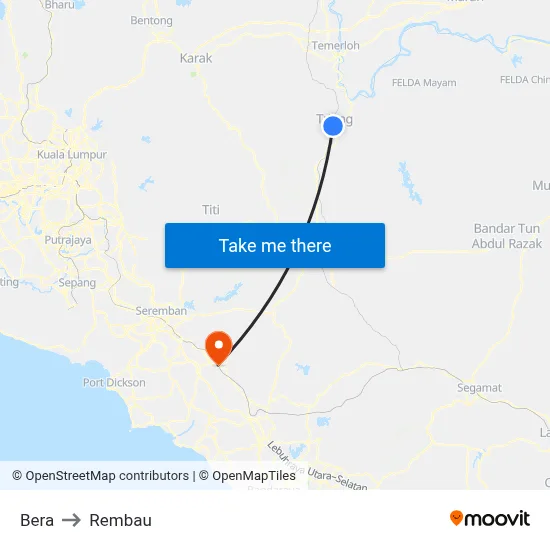 Bera to Rembau map