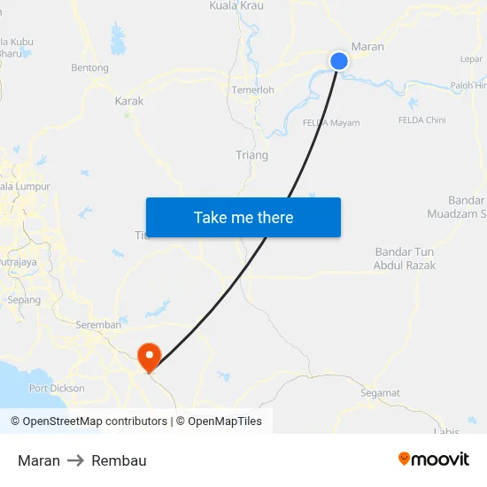 Maran to Rembau map