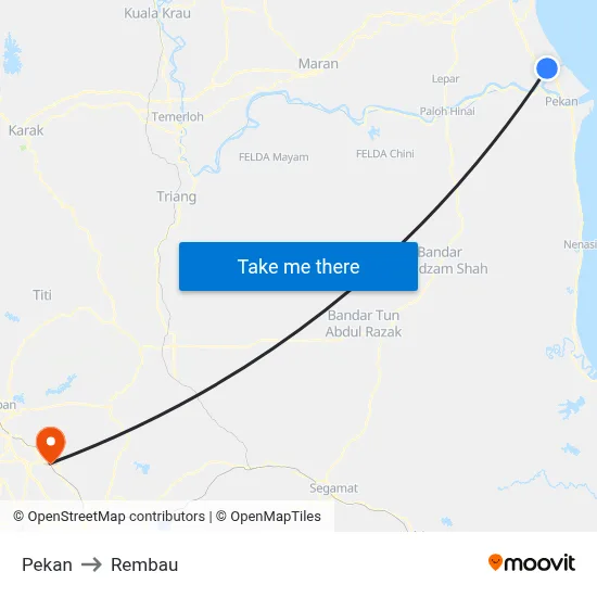 Pekan to Rembau map