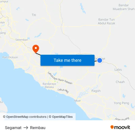 Segamat to Rembau map