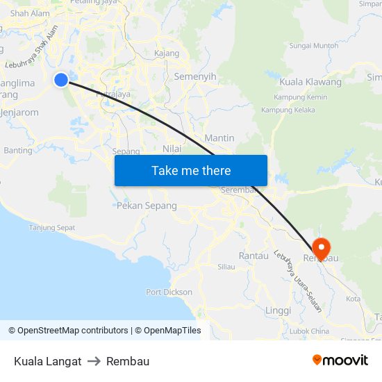 Kuala Langat to Rembau map