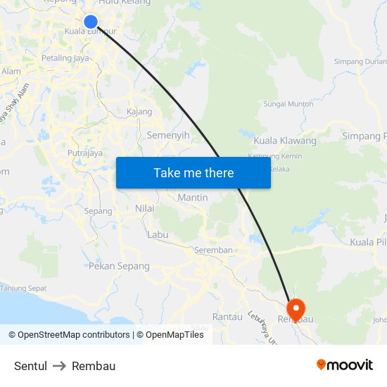 Sentul to Rembau map