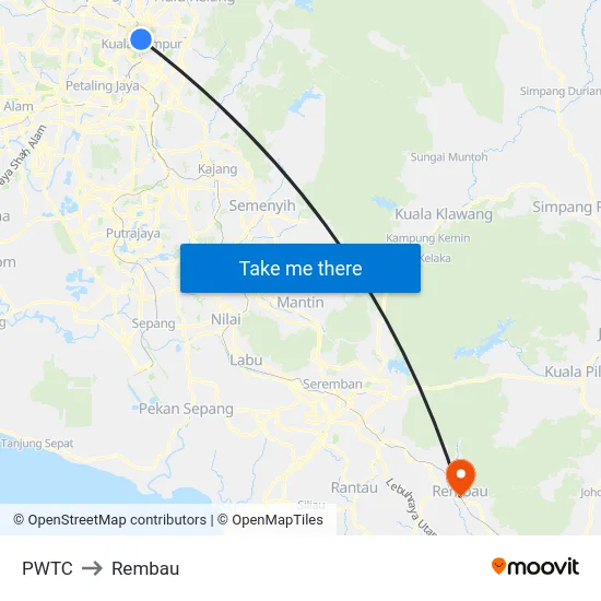 PWTC to Rembau map