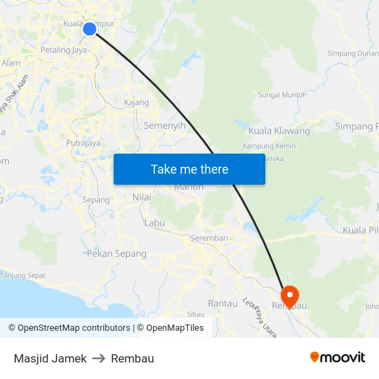 Masjid Jamek to Rembau map