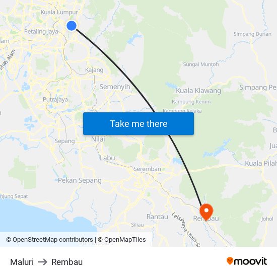 Maluri to Rembau map