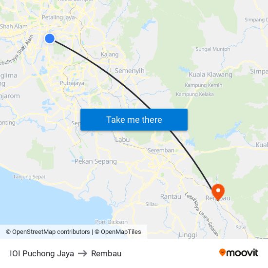 IOI Puchong Jaya to Rembau map