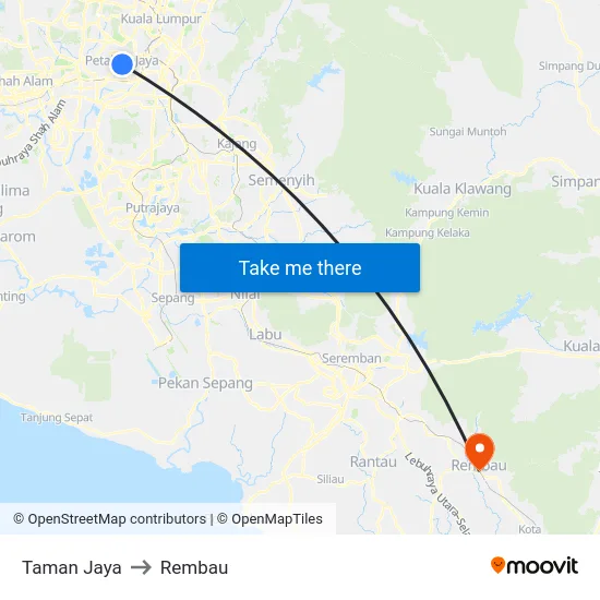 Taman Jaya to Rembau map