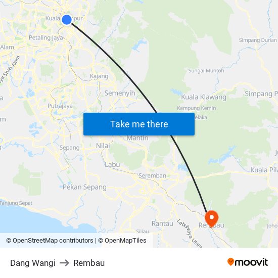 Dang Wangi to Rembau map