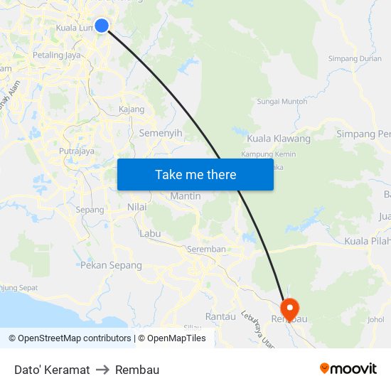 Dato' Keramat to Rembau map