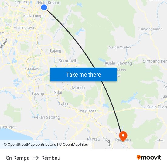 Sri Rampai to Rembau map