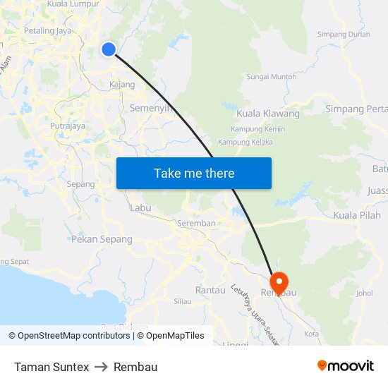 Taman Suntex to Rembau map
