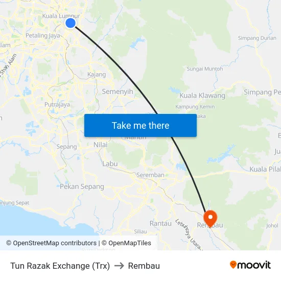 Tun Razak Exchange (Trx) to Rembau map