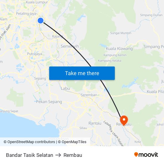 Bandar Tasik Selatan to Rembau map