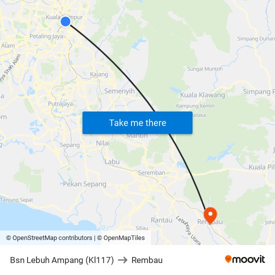 Bsn Lebuh Ampang (Kl117) to Rembau map