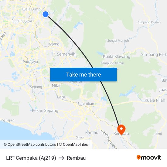 LRT Cempaka (Aj219) to Rembau map