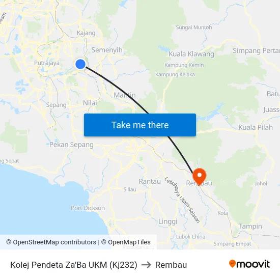 Kolej Pendeta Za'Ba UKM (Kj232) to Rembau map