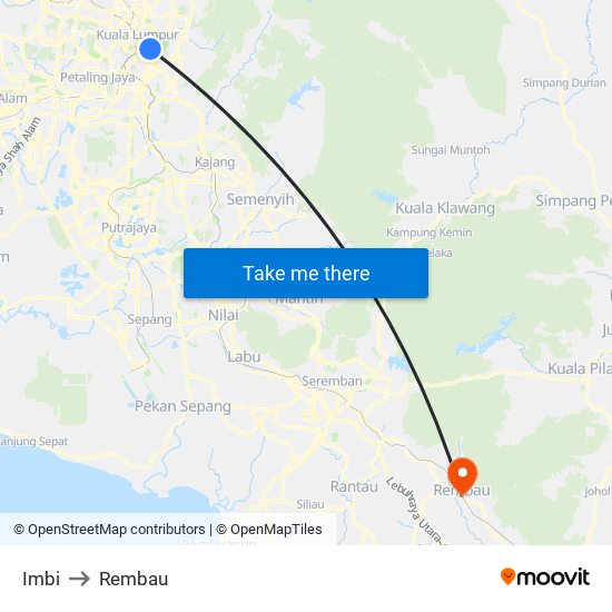 Imbi to Rembau map