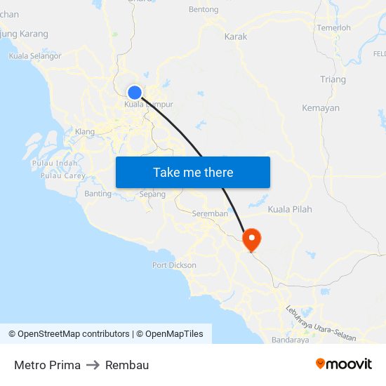 Metro Prima to Rembau map