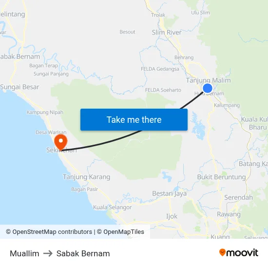 Muallim to Sabak Bernam map