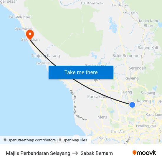 Majlis Perbandaran Selayang to Sabak Bernam map