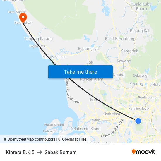 Kinrara B.K.5 to Sabak Bernam map