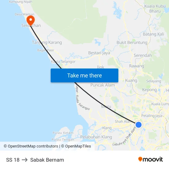 SS 18 to Sabak Bernam map