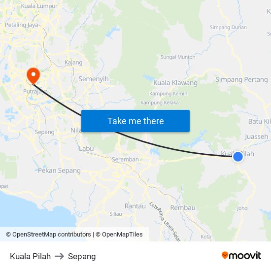 Kuala Pilah to Sepang map