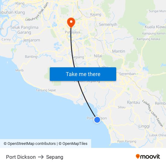 Port Dickson to Sepang map