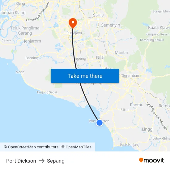 Port Dickson to Sepang map