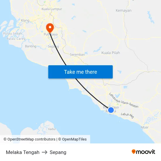 Melaka Tengah to Sepang map