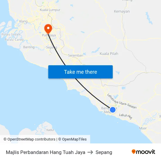 Majlis Perbandaran Hang Tuah Jaya to Sepang map